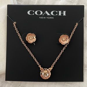 Coach - Rose gold flower necklace and earrings